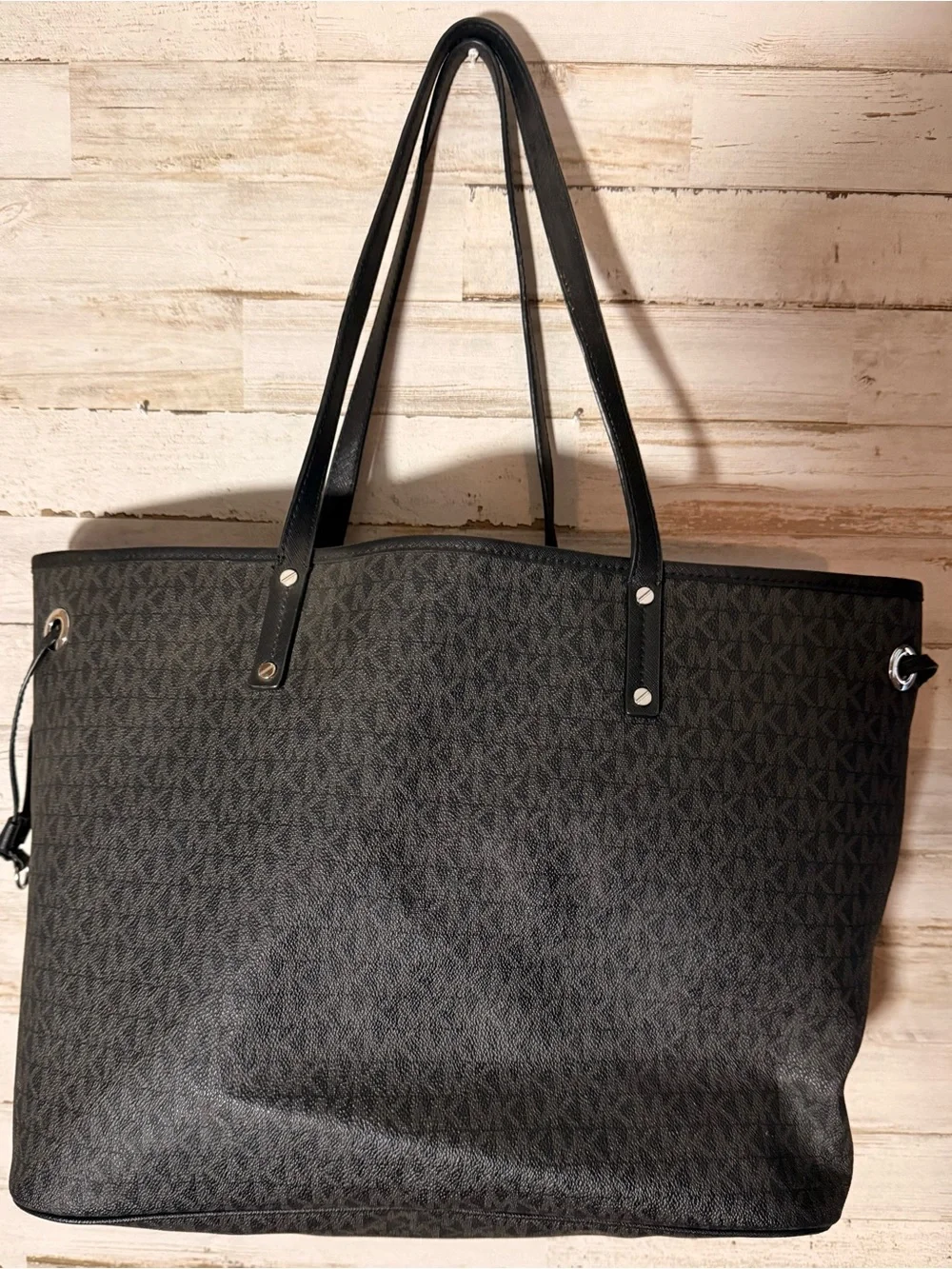 Michael Kors Black and White Logo Interior Label Tote